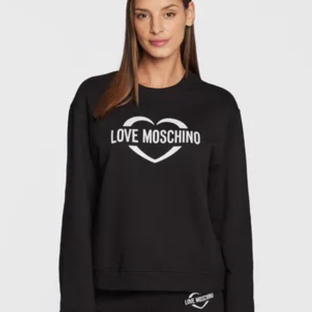 Love Moschino Black Long Sleeve Crew Neck SweatShirt Women's Size 2